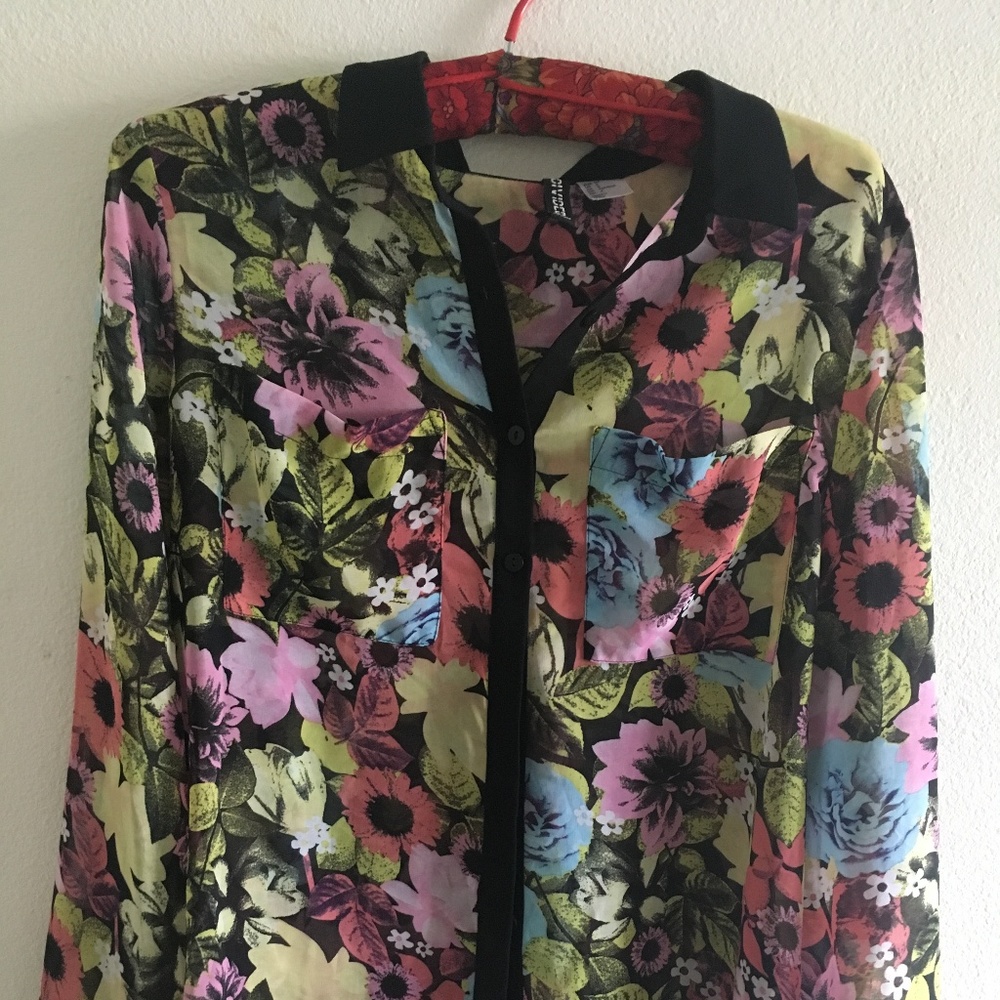 H&M Floral sheer button up